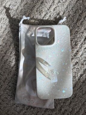 Loopy Case Iridescent Pearl White Phone Case with Loopy Grip